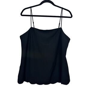 NWT J.Crew Black Scallop Cami Tank Top Womens Size 10 Elegant Minimalist Blouse